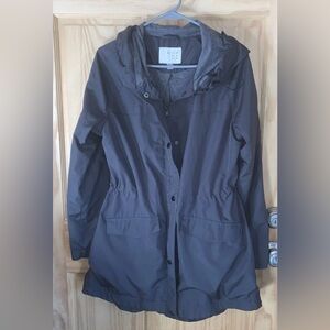 A New Day Coat Water Resistant Charcoal Gray Hooded Rain Jacket Women’s Medium